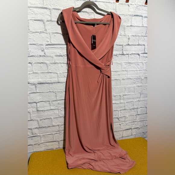 Ralph Lauren Jersey off the Shoulder dress, Mahogany Pink, Size 10 - Picture 3 of 7